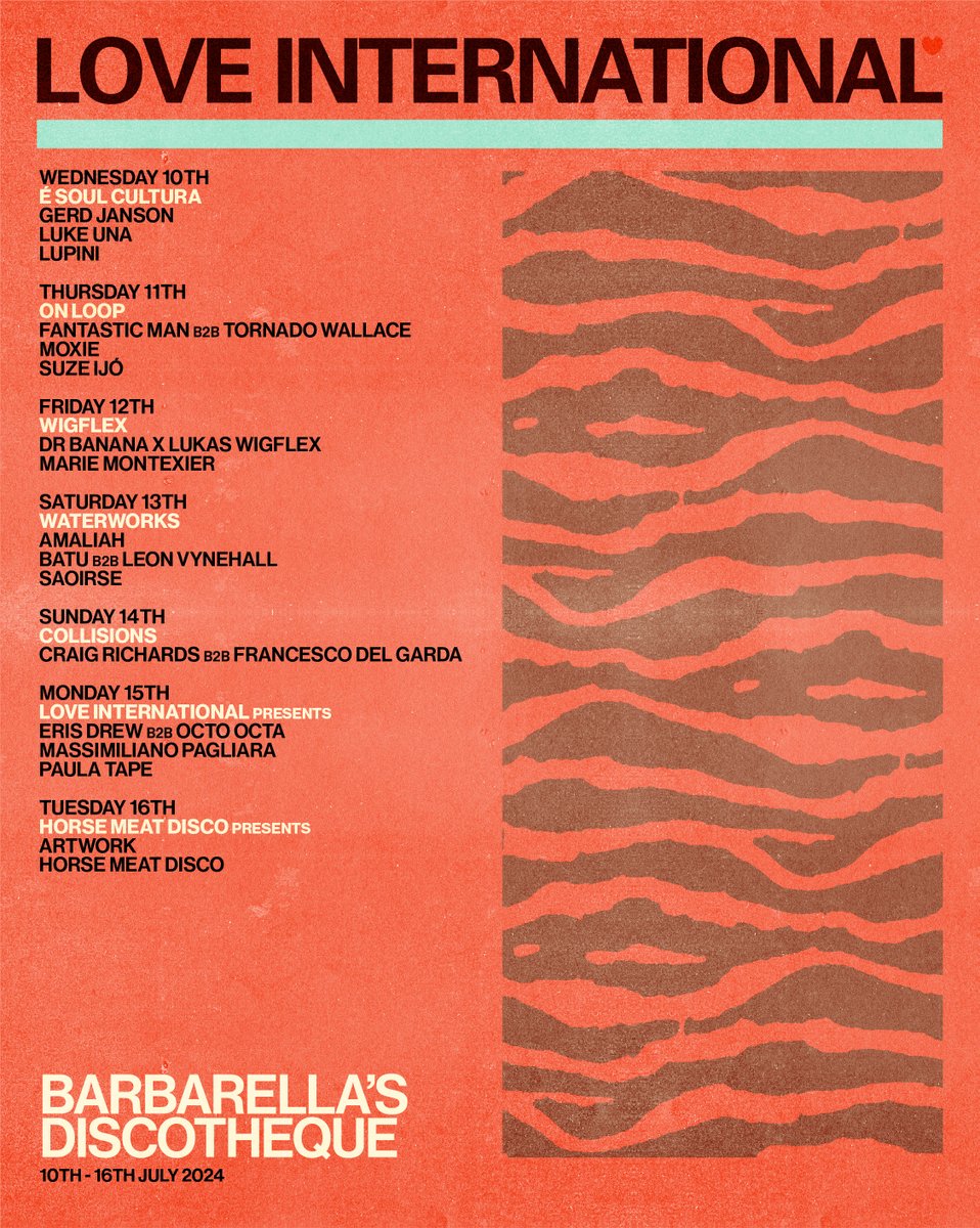 Love International's revered late night venue, we're excited to reveal the 2024 programme for Barbarella's. Bringing together a host of artists making their Love International Barbs debut with seasoned regulars to our late night programme.