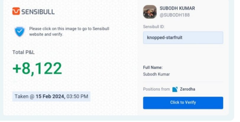 SUBODH188's tweet photo. Intraday Profit= 6.3 K
ROI= 0.52 %

Employed Capital: 12 L

Final Month (February) P&amp;L= -54.6 K
Final Month (February) ROI= -4.55 %

#verifiedbysensibull

https://t.co/e6ME4nfNuY https://t.co/TMU14LICV8