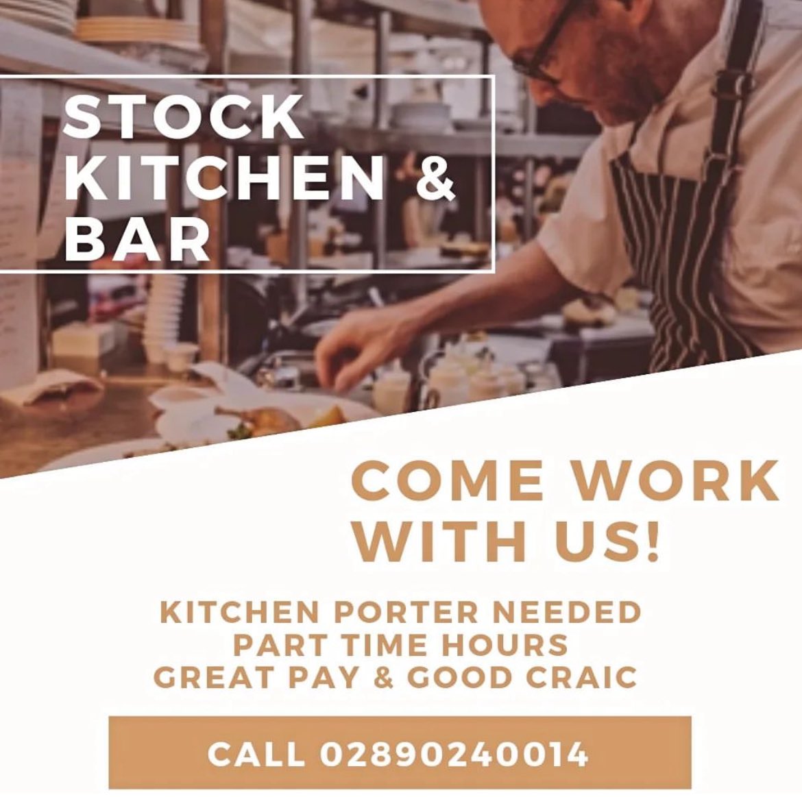 Join our team we are looking a KP @stock_kitchen please RT thanks