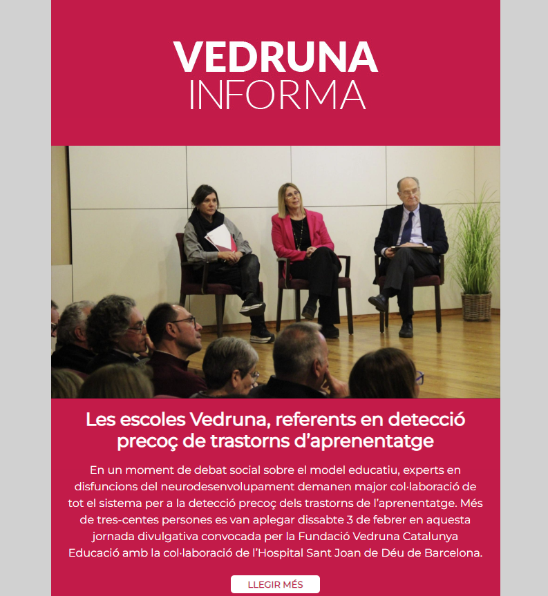 VedrunaCat's tweet photo. 📩Nou #VedrunaInforma! Trastorns d'aprenentatge i èxit escolar, entrevista a @mercadermario, incorporació de l'escola de Navàs a la xarxa i molt més! https://t.co/5t6SEaJtGi https://t.co/oiSq53wVrG