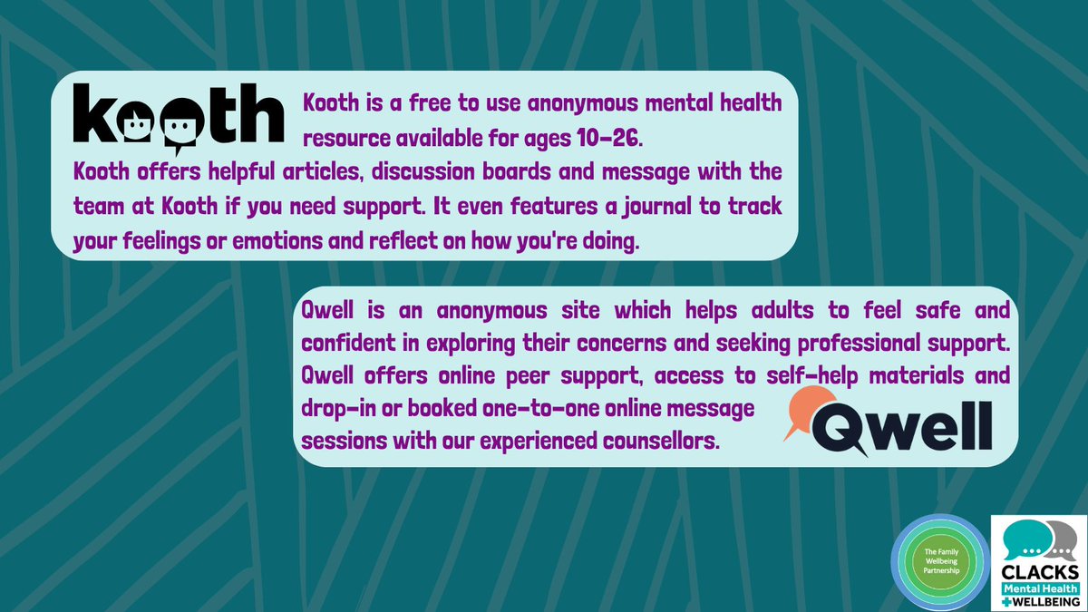 Did you know that Qwell is the older sibling of Kooth, our digital mental health service for all 10-26 year olds in Clackmannanshire? Over 1100 yp have registered for Kooth since it launched in September 2021, with most saying they would recommend it to a friend #MHWBClacks