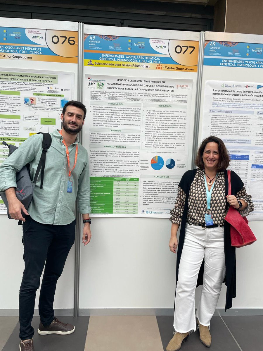 DigestivoHuvv's tweet photo. Representación de Unidad Hepatología @DigestivoHuvv en el #49CongresoNacional @AEEHLiver #AEEH2024 Defendiendo algunos de los trabajos presentados!! @InfoUMA @_ibima @CIBERehd @SDILI_Registry @MirenGarcia10 @Jmpinazo https://t.co/u0YmPbzgU5