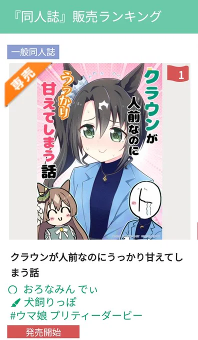 うっかりクラウン本、メロンさんで1位になってました!ありがとうございます!!
みなさんのクラウン愛に感謝!!!🙏🙏🙏
https://t.co/I8HEZ9hYEv 