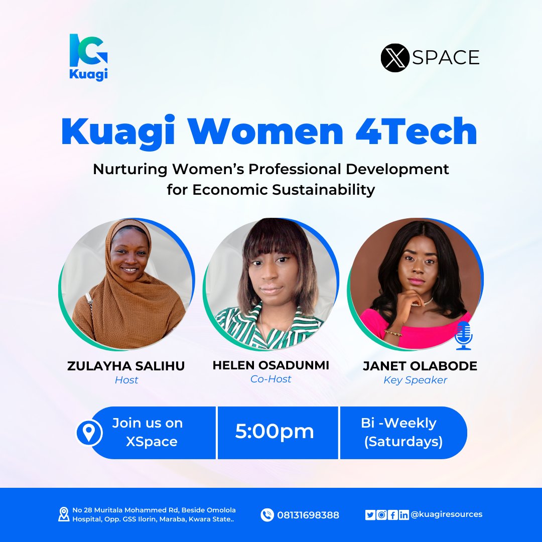Kuagiwomen4tech's tweet image. Join Episode 6 of Kuagi Women4Tech's series on Feb 17th at 5:00 pm! Explore the power of emotional intelligence with speaker Janet Oluwatoyin Olabode. Gain insights, engage with experts, and empower your journey in tech! #WomenInTech #KuagiWomen4Tech #KuagiResources