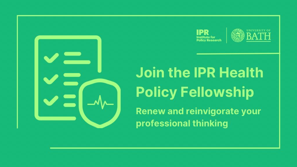 IPR (@uniofbathipr) on Twitter photo Are you a policymaker working on #healthcare related policies? Our new Health Policy Fellowship offers you an opportunity to connect with leading <a href="/UniofBath/">University of Bath</a> experts to explore the policy questions you are looking to address in your professional role.
💡 buff.ly/42tNCxh Are you a policymaker working on #healthcare related policies? Our new Health Policy Fellowship offers you an opportunity to connect with leading <a href="/UniofBath/">University of Bath</a> experts to explore the policy questions you are looking to address in your professional role.
💡 buff.ly/42tNCxh