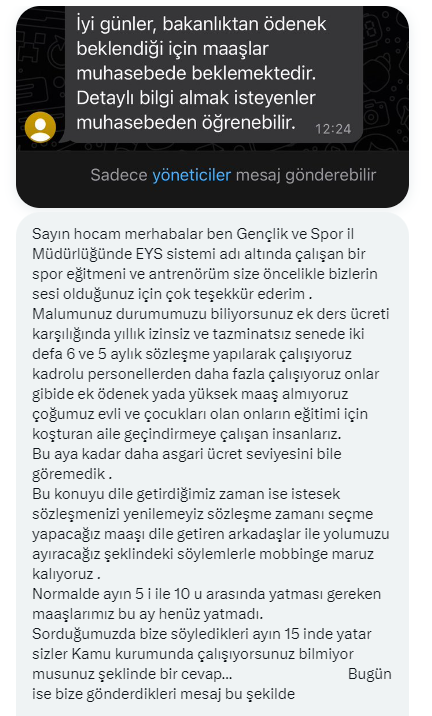 _ErcanOzcelik's tweet photo. Kamuda ÜCRETLİ adı altında 20 yıldan fazladır yapılan emek sömürüsünü, iş hukukuna aykırı istihdamı daha ne kadar sürdüreceksiniz?
Bu zulmü işlemeyen Bakanlık kalmadı neredeyse!
İşte size @gencliksporbak Bakanlığından #EYSantrenörleri örneği!

@RTErdogan @OA_BAK @Yusuf__Tekin