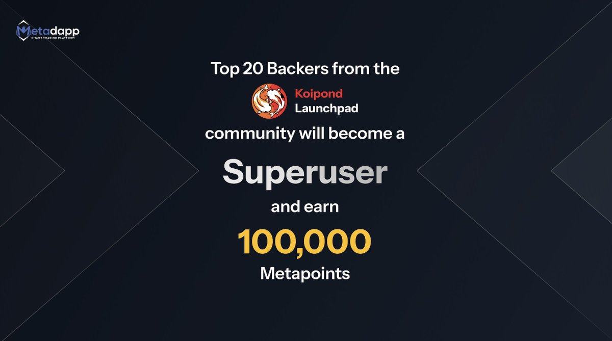 🕒Our fundraising event on Koipond kicks off in just a few hours today at 6 PM UTC. To spice things up, we're awarding Superuser status and a whopping 100,000 Metapoints to our top 20 backers! 🌟 Don’t just stand by – Join the @KOI_BRC20 community now to become a part of it!!…