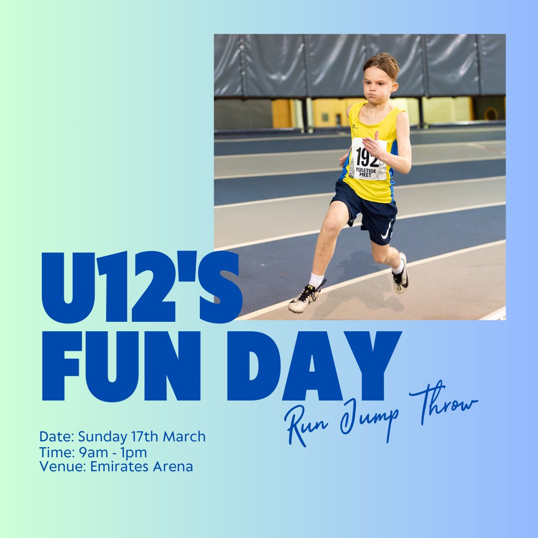 Join us in a sparkly new Emirates Arena for a morning of running, jumping & throwing! Open to all athletes aged 9, 10 & 11, it's the perfect introduction to athletics competition! Entries open tomorrow at 7pm: q-buster.co.uk/gaa-u12s-fun-d… Don't be left sitting in the blocks! 🤪