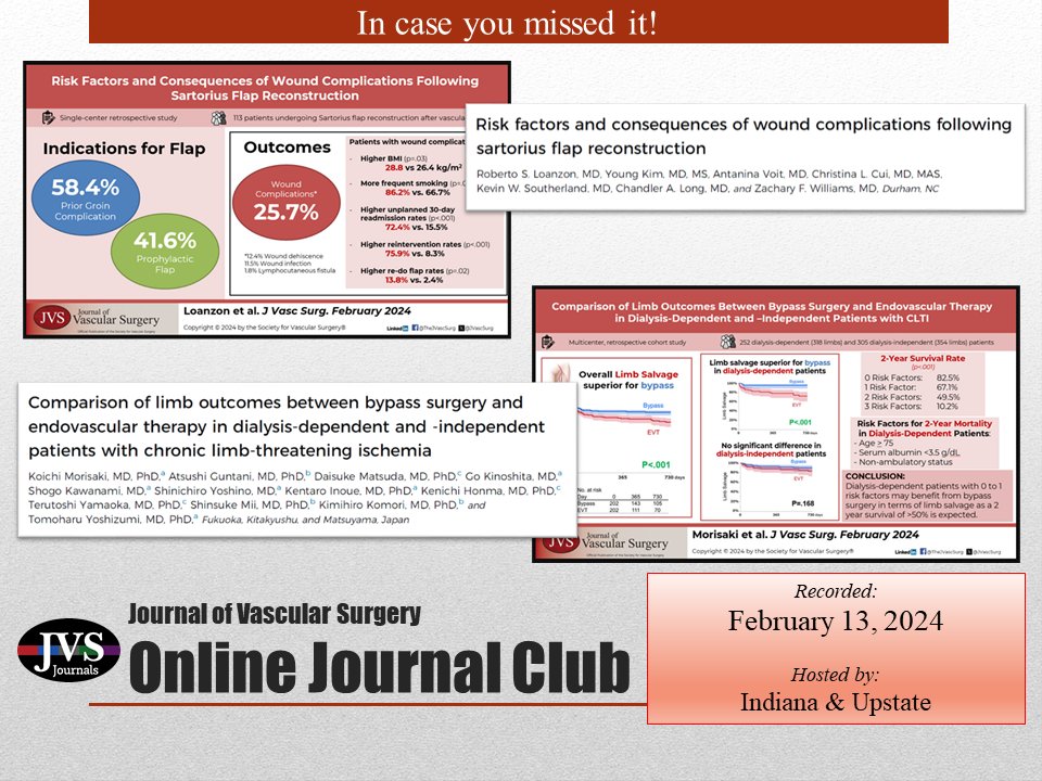 In case you missed the February JVS Online journal club, you can listen on demand here. We look forward to seeing you March 13th at 6 pm Central time February 2024 JVS Journal Club youtu.be/B3bG1mrhSBk?si… via @YouTube