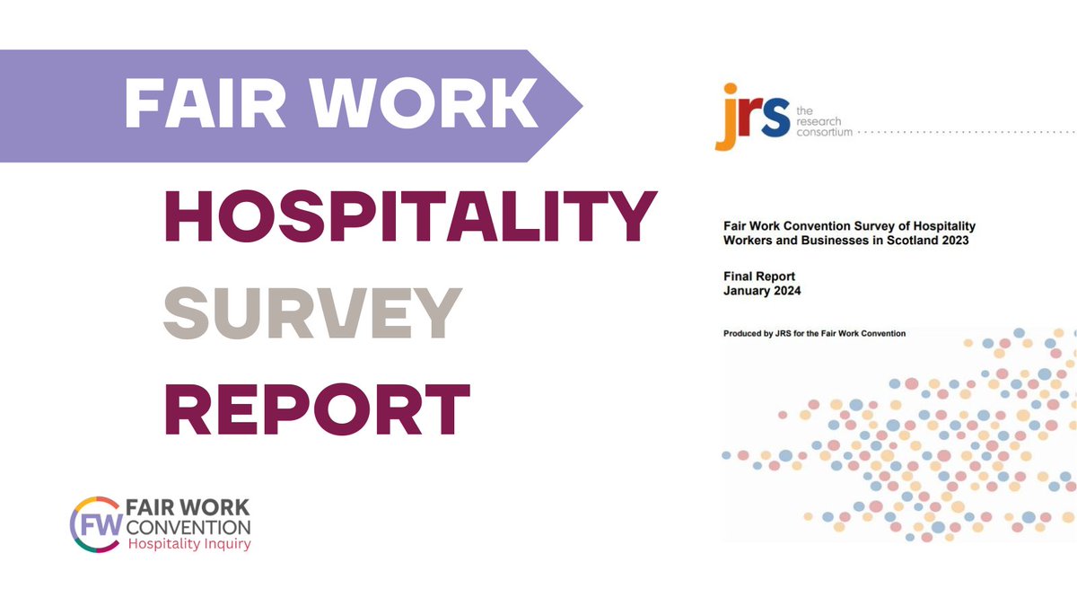 FairWorkScot's tweet photo. Today we have published findings from our surveys of hospitality workers and businesses in Scotland. This work provides vital evidence to our ongoing #FairWorkHospitalityInquiry and will inform our recommendations to support better #fairwork outcomes 👉https://t.co/0SVV4G0eaU https://t.co/TTcph1N2K1