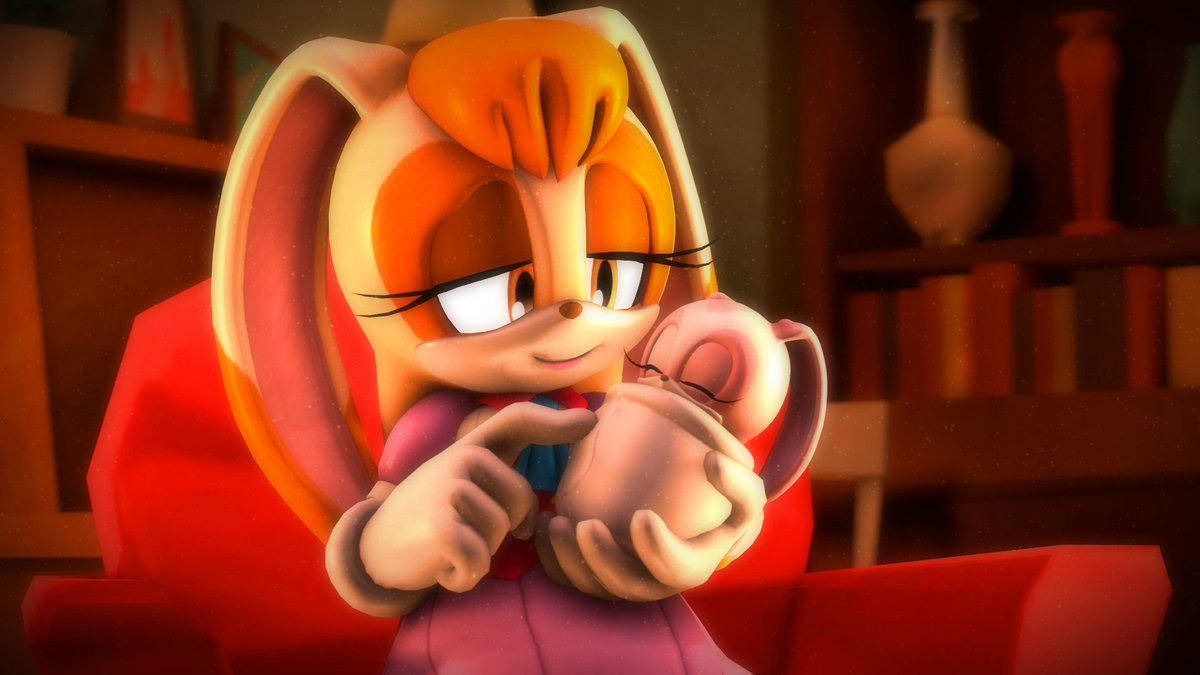 Here's a render I did for a prop for an upcoming animation. This is a picture of Vanilla when her little carrot cake was born that she keeps on her desk. #SonicTheHedgehog #vanillatherabbit #CreamTheRabbit