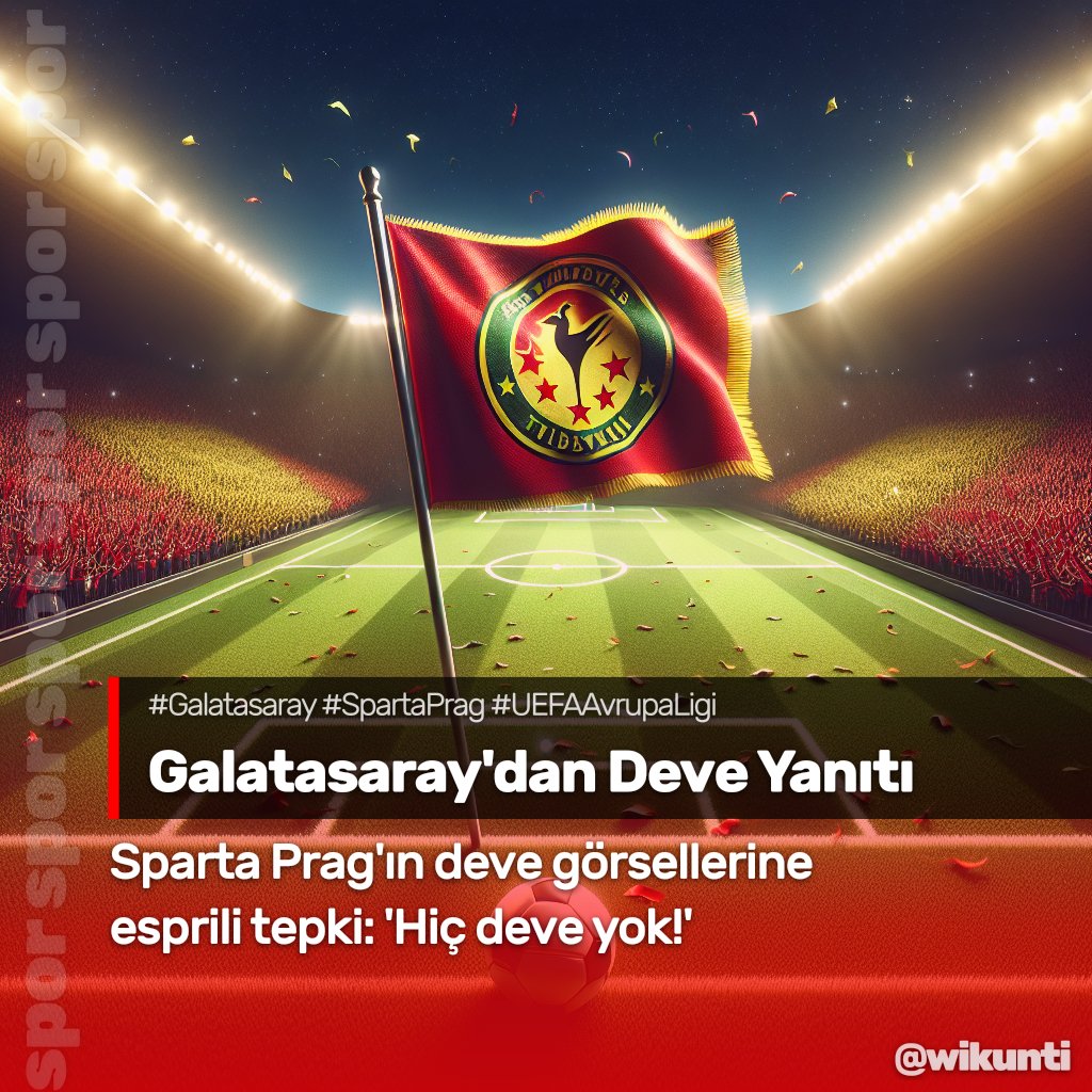 UEFA Avrupa Ligi'nde Galatasaray, Sparta Prag'ın deve görselleri içeren tanıtım videosuna mizahi bir dille yanıt vererek, etrafta deve bulunmadığını belirtti. 🦁⚽️🌍

#Galatasaray #SpartaPrag #UEFAAvrupaLigi