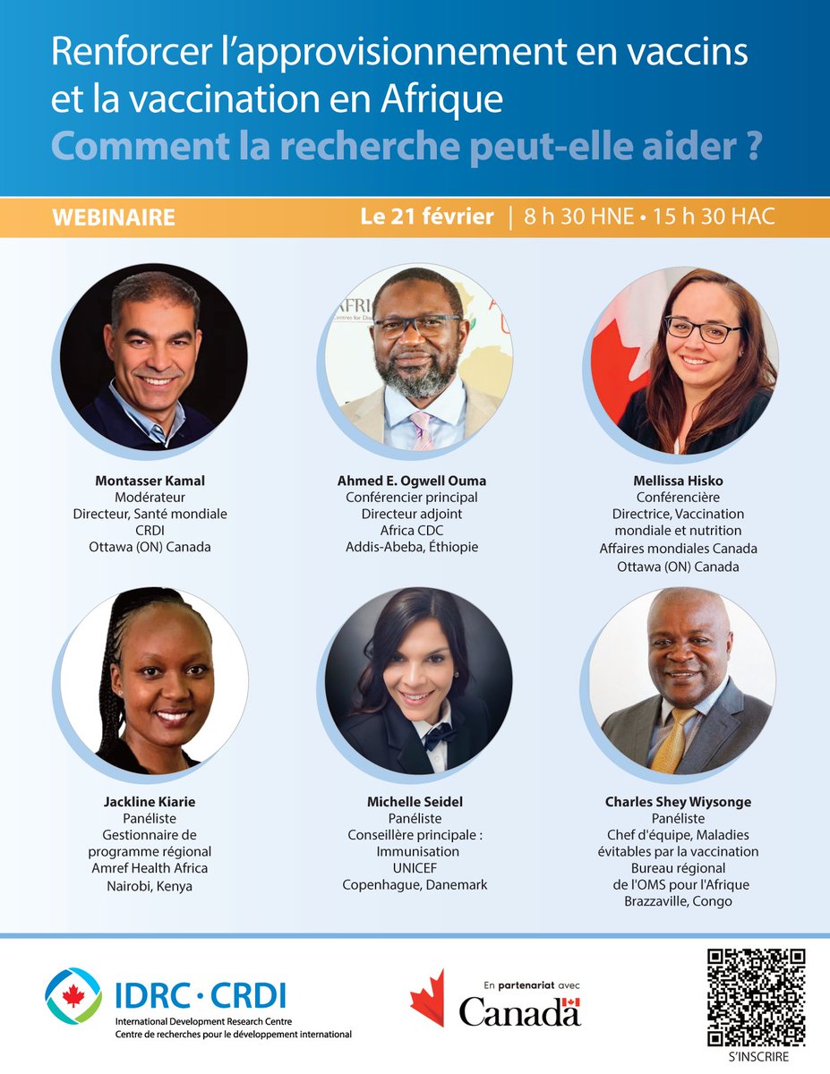Nous organisons un webinaire sur les défis et les opportunités pour renforcer la distribution et l’utilisation des vaccins en #Afrique le 21 février. Rejoignez-nous et <a href="/DevCanada/">Développement Canada</a> pour en savoir plus. bit.ly/48eoNX7

#SanteMondiale
<a href="/UNICEF/">UNICEF</a>
