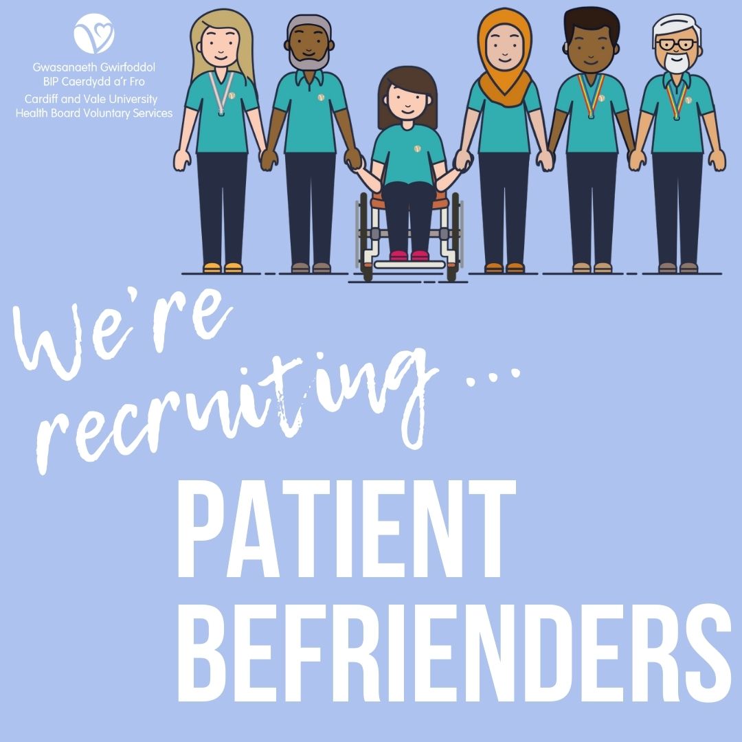 Do you have a spare morning or afternoon in the week? Our Patient Befriender volunteer role is now open for recruitment! Check out the role description and how to apply, here >> cavuhb.nhs.wales/our-services/v… #cardiffretirees #cardiffvolunteers #thevale