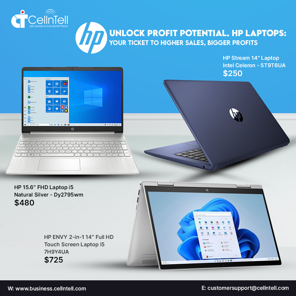 cellntell_ca's tweet photo. Retailers unlock higher sales and profits with HP's diverse laptop range! Contact us today &amp; watch your business boom: https://t.co/5zpeGNurak
#cellntell #Bestdeals #Cellphones_Wholesaler #laptopsale #Dell #HP #Lenovo #Macbook #iPhone #motorola #Galaxy #Samusung #iPad #Airpods https://t.co/PG9cJccbdn