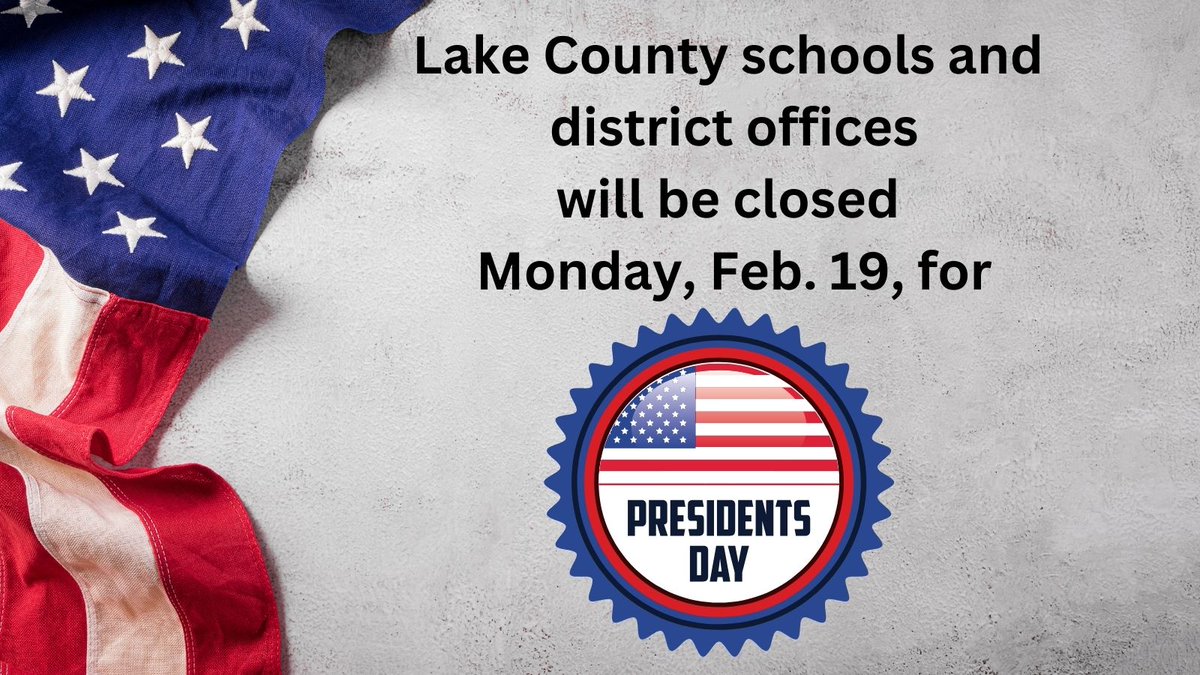 Friendly reminder... no school on Monday. See all district calendars here: lake.k12.fl.us/calendar/stude…