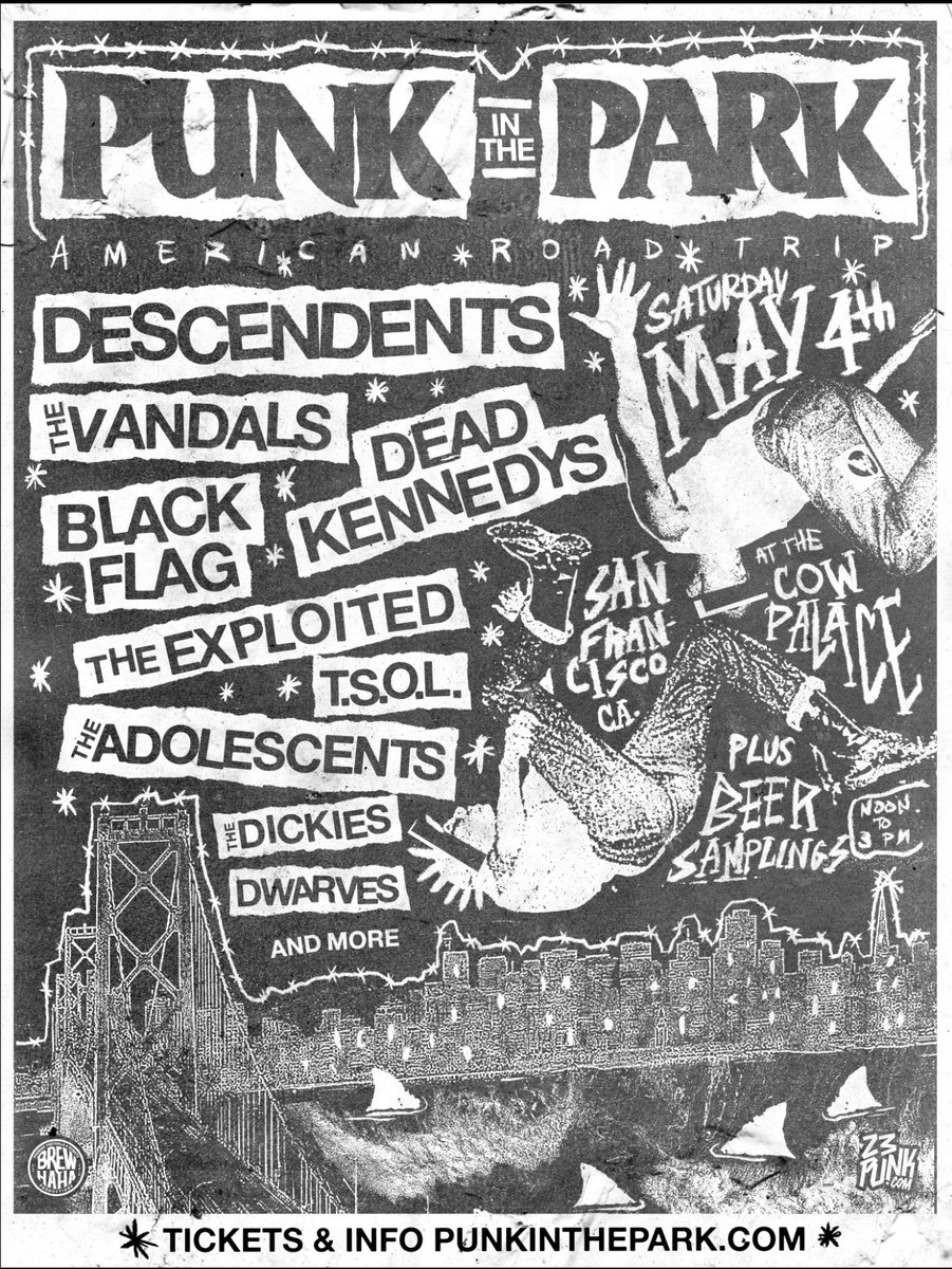 Rad new art for Punk in The Park San Francisco on 5/4/24! Cant wait! Grab tickets at punkinthepark.com @descendents @TheVandals @DeadKennedys @thedwarvesband