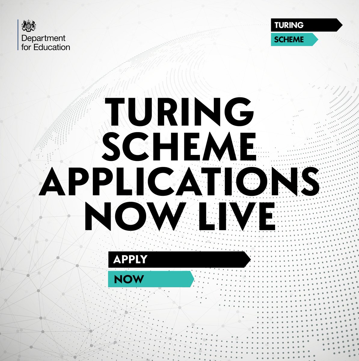 📣 Applications for the next year of the @TuringScheme_UK are now open! 📈 40,000 students set to benefit this academic year ⚖ Two-thirds of which are from disadvantaged background or underrepresented groups up from 52% from last year Apply here 👇 gov.uk/guidance/turin…