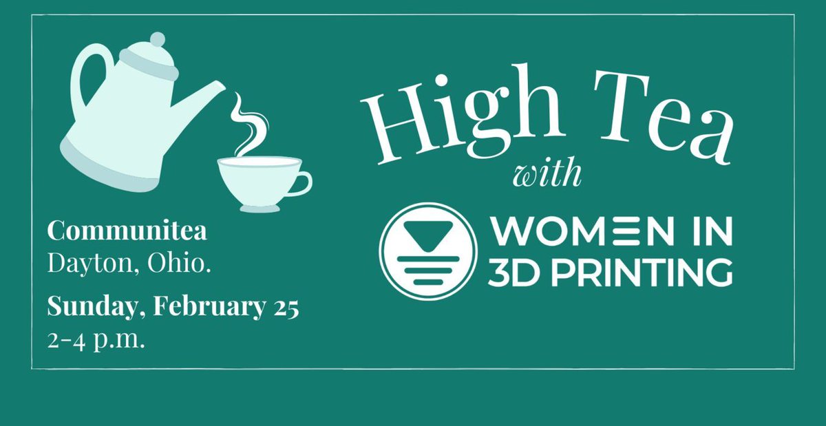 Join #Wi3DP Southwest Ohio on Sunday 2/25 at 2pm EST for high tea at Communitea Cafe in Dayton. Local artist Teresa Olavarria will share how she applies 3D printing in her art. Get your ticket: buff.ly/42mFhv1 #3dprinting #event