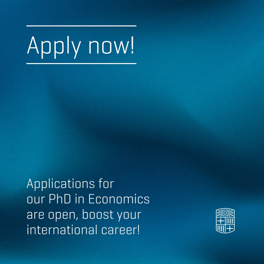 📣 Applications now open for the #PhD in #Economics!  🏅This programme has been accredited with Excellence by the Universities Council @aqucatalunya.  👉🏻Submit your application: i.mtr.cool/xdbtgxpvct  #EconTwitter #Research #Postgraduate