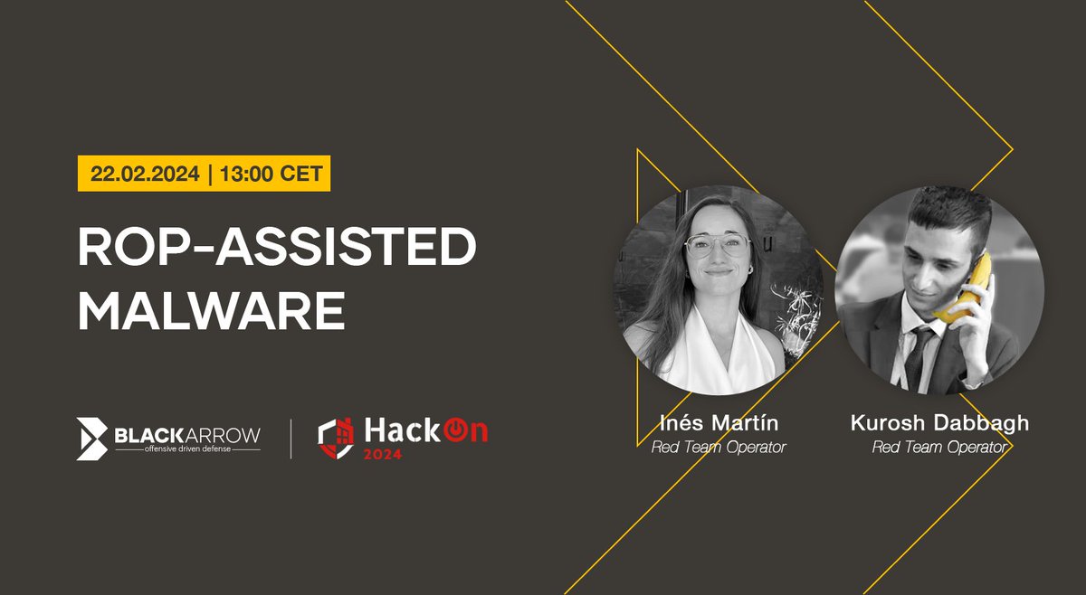 Our colleagues <a href="/_Kudaes_/">Kurosh Dabbagh</a> &amp; <a href="/ineesdv/">Inés</a> will be at #HackOn2024 presenting an alternative approach to ROP-based sleep obfuscation technique to evade memory scanners.

➡️ Read more: hackon.es/charlas/In%C3%…