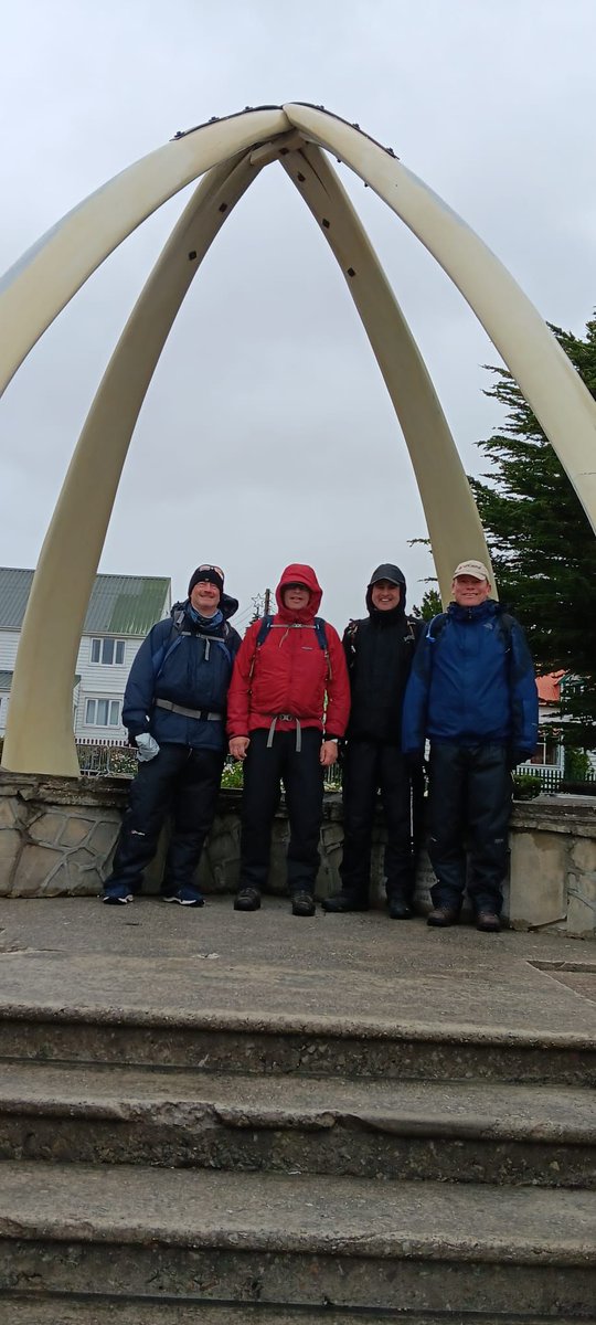_AprilFoolsClub's tweet image. Update from the Falklands Team:
Day 4 - adverse weather and high winds meant the hike was replanned to visit low level sites to the east of Stanley. Even that was challenging and a reminder of the conditions faced by those who fought far from home.
@RAFBF @FalklandsGov 
#charity