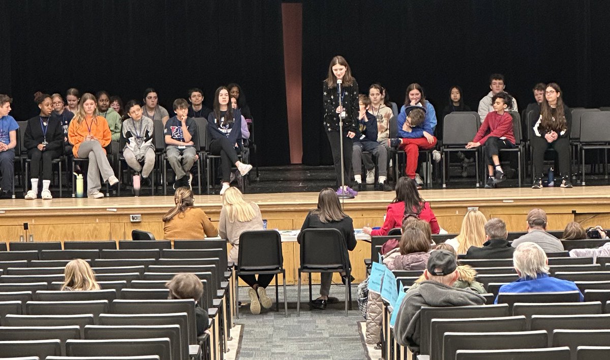 Annual Spelling Bee is underway! Very impressive to hear so many correct answers late in the competition #penndelcoproud