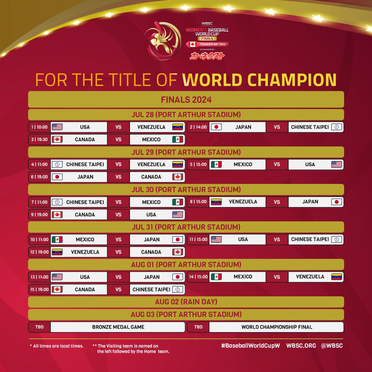 🚨 BREAKING! 

🏆⚾ Schedule announced for Women's Baseball World Cup Finals!
📋 Check out the details here
🔗 wbsc.org/en/news/schedu…

#BaseballWorldCupW