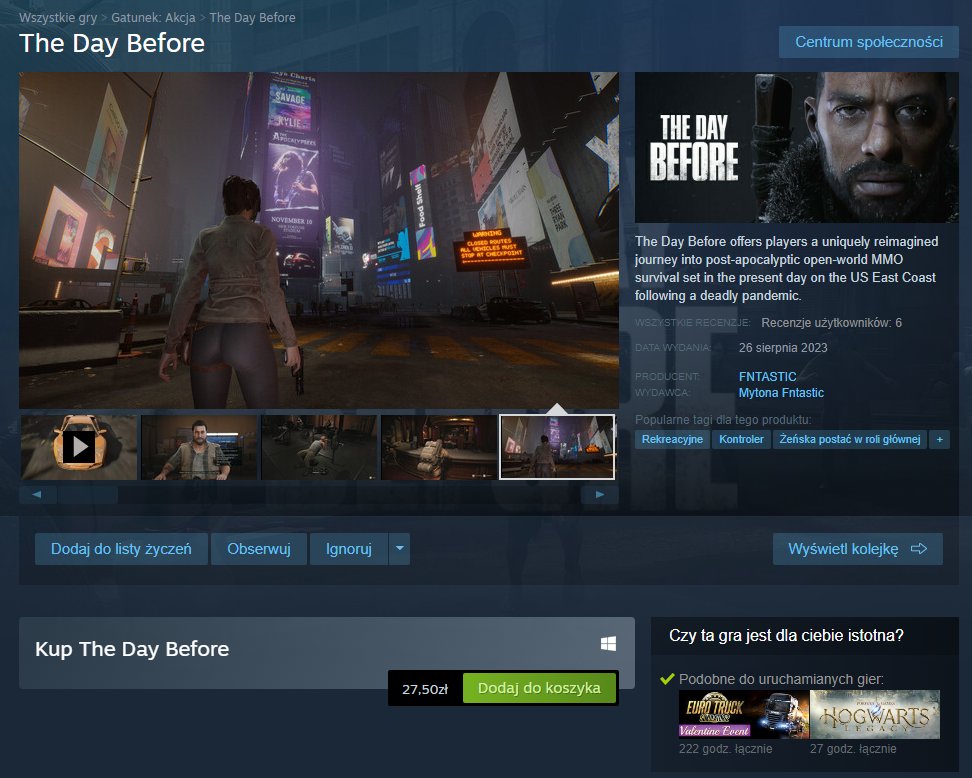 michaelgamepl's tweet image. Uwaga! Jakiś oszust aktywował stronę produktu gry na platformie Steam, która została oficjalnie wycofana przez samych twórców. Jest tu mowa o grze The Day Before.  Zalecam wszystkim zgłaszać stronę produktu przez klawisz raport na Steamie!!!! #oszust #oszustwo #uwaga #scam #Pilne