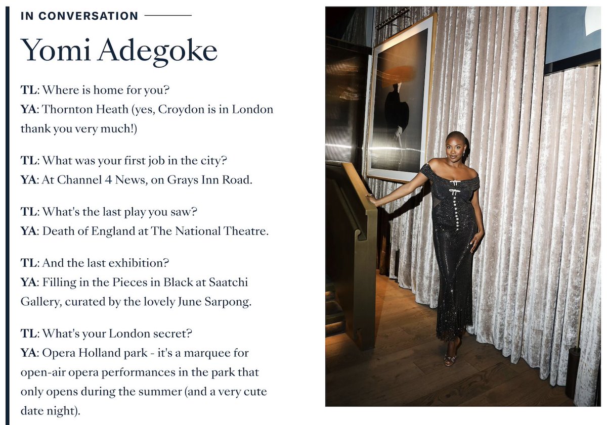 Lovely mention from wonderful @yomiadegoke in conversation with our friends at The Londoner 💂🏼‍♂️ Her debut novel 'The List' became an instant Sunday Times bestseller and recently, she was made an honouree of GQ's Men of the Year 2023. Full interview ⬇️ thelondoner.com/stories/maybe-…