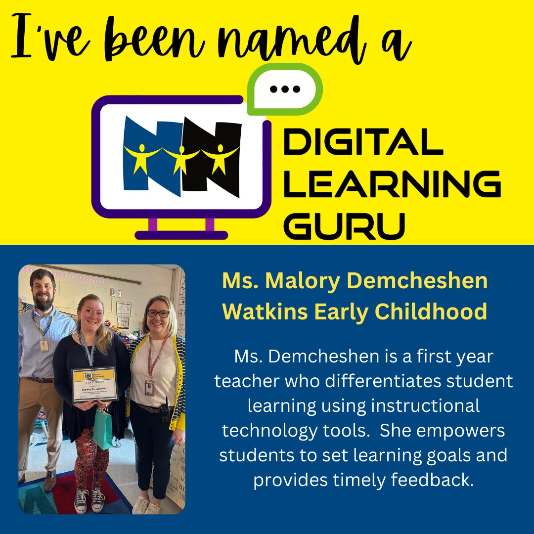 NNPS ITC Team (@nnpsitc) on Twitter photo Congratulations to the 2024 Digital Learning Guru from Watkins Early Childhood Center! <a href="/nnschools/">Newport News Schools</a> <a href="/OfficialDLDay/">Digital Learning Day</a> <a href="/NNPSDTAL/">NNPS Department of Teaching and Learning</a> <a href="/ECCITC/">Early Childhood ITC</a> <a href="/watkinseccstars/">Watkins Early Childhood Center</a> #nnpsdlday Congratulations to the 2024 Digital Learning Guru from Watkins Early Childhood Center! <a href="/nnschools/">Newport News Schools</a> <a href="/OfficialDLDay/">Digital Learning Day</a> <a href="/NNPSDTAL/">NNPS Department of Teaching and Learning</a> <a href="/ECCITC/">Early Childhood ITC</a> <a href="/watkinseccstars/">Watkins Early Childhood Center</a> #nnpsdlday