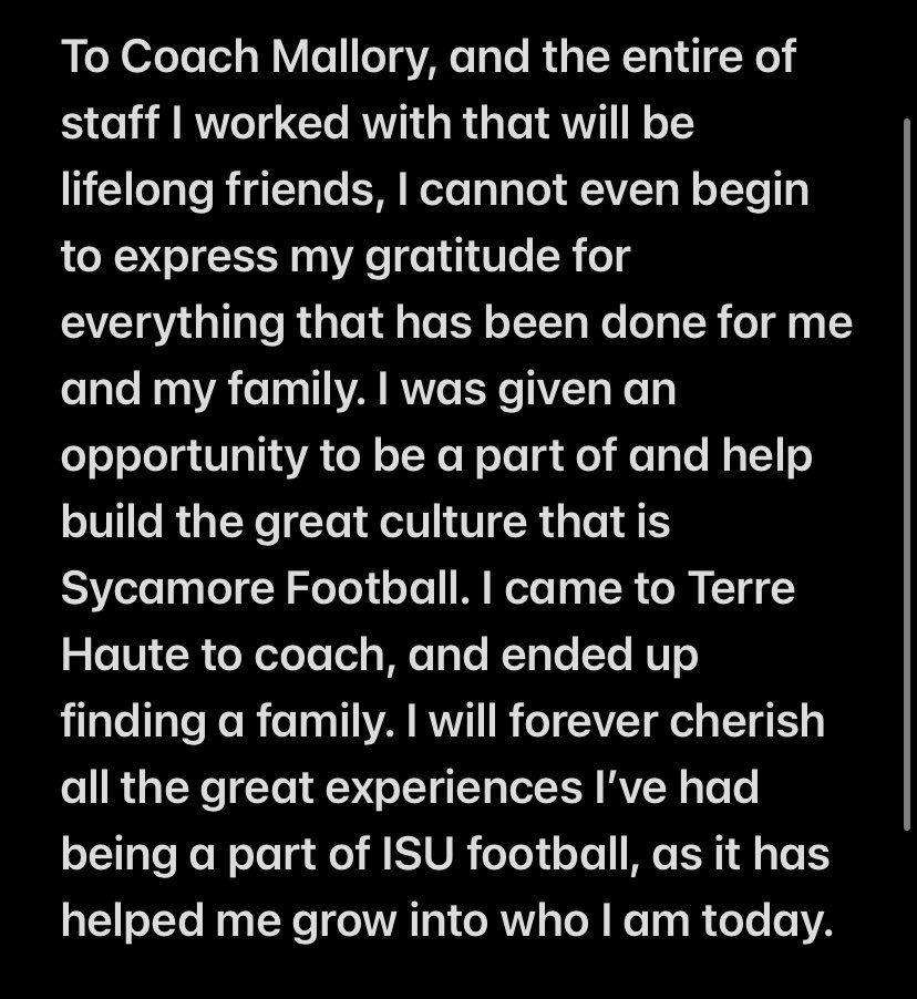 CoachTylerFunk's tweet photo. LIFE UPDATE 🚨 🚨 🚨
Thank you so incredibly much Coach Mallory and all of Indiana State University Football! https://t.co/NCzW7JUh7J