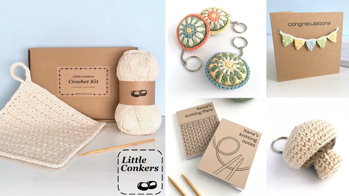 #LittleConkers - handmade gifts, craft kits and crochet patterns, all sustainably made in West Sussex in the UK. littleconkers.co.uk/shop #Handmade #EcoFriendly #Crochet