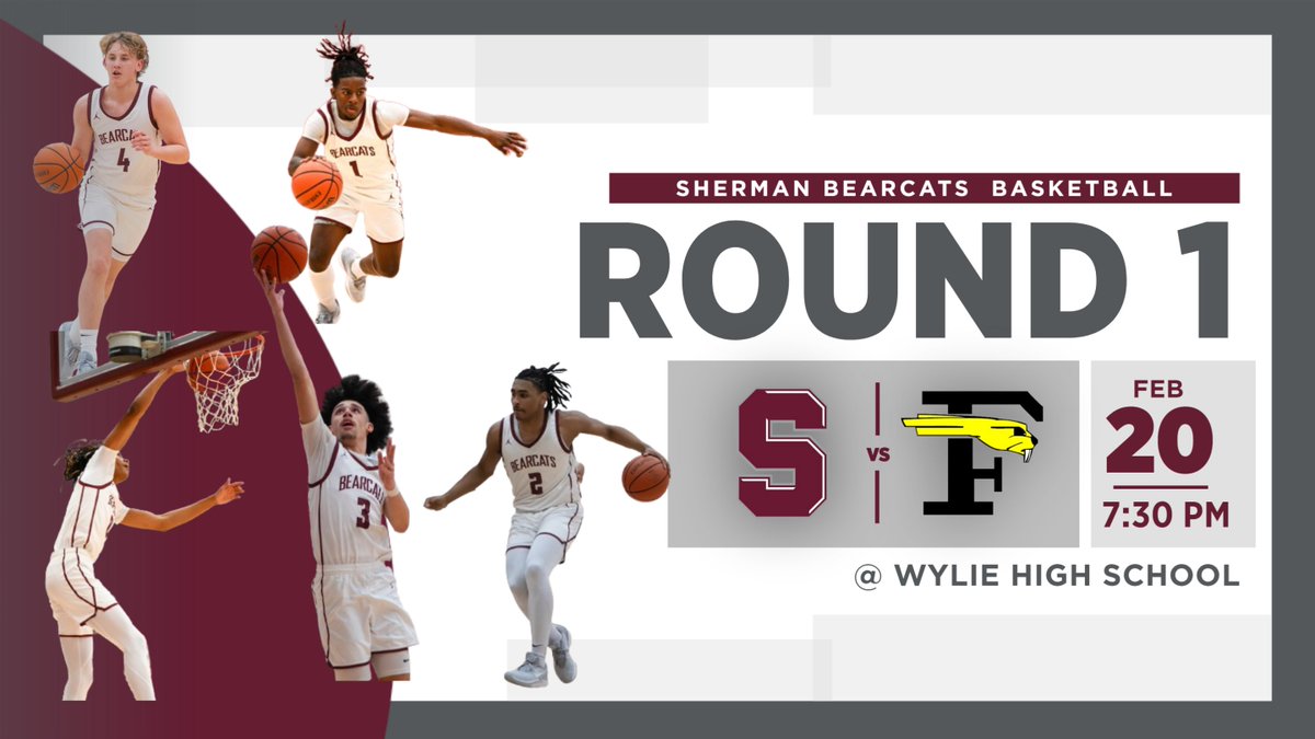 Playoff Basketball Time! 🚨Round 1🚨 📅 February 20th 📍 Wylie HS ⏰7:30 Tip-Off 🆚 Forney High School