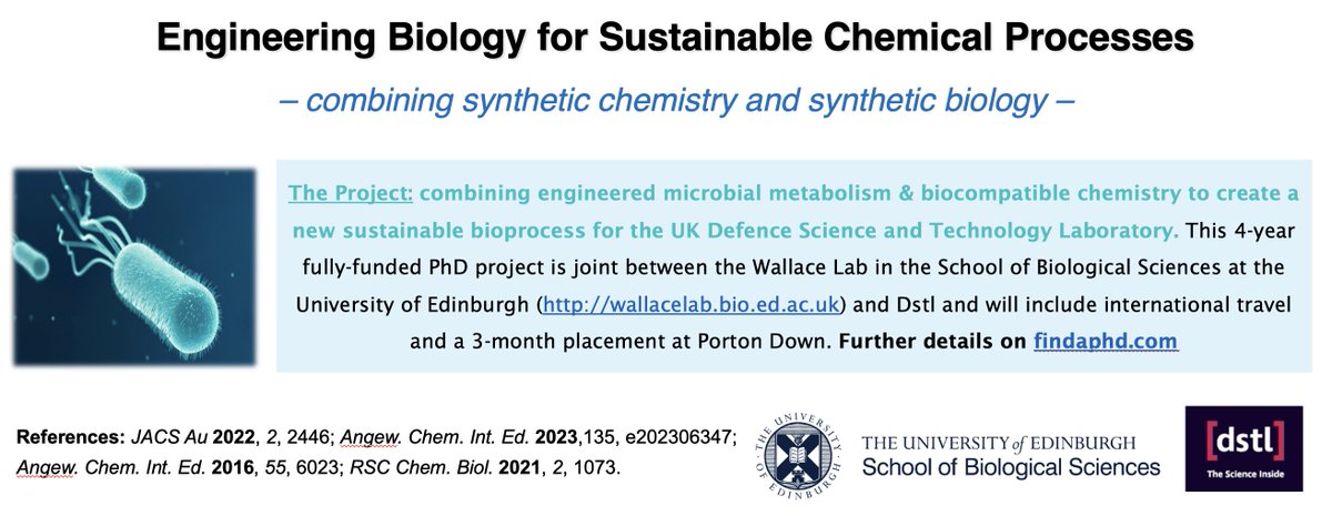 Stephen Wallace (@dr_stephenw) on Twitter photo Only 1 week remaining to apply for this PhD project <a href="/Wallace_Lab/">The Wallace Lab</a> <a href="/SBSatEd/">Biological Sciences | University of Edinburgh</a>. We've never been able to offer a project quite like this one before - it'll involve microbes 🧫, some chemistry 🧪, scale-up 🏭, international travel✈️ and brilliant industrial collaborators. Check it out! Only 1 week remaining to apply for this PhD project <a href="/Wallace_Lab/">The Wallace Lab</a> <a href="/SBSatEd/">Biological Sciences | University of Edinburgh</a>. We've never been able to offer a project quite like this one before - it'll involve microbes 🧫, some chemistry 🧪, scale-up 🏭, international travel✈️ and brilliant industrial collaborators. Check it out!