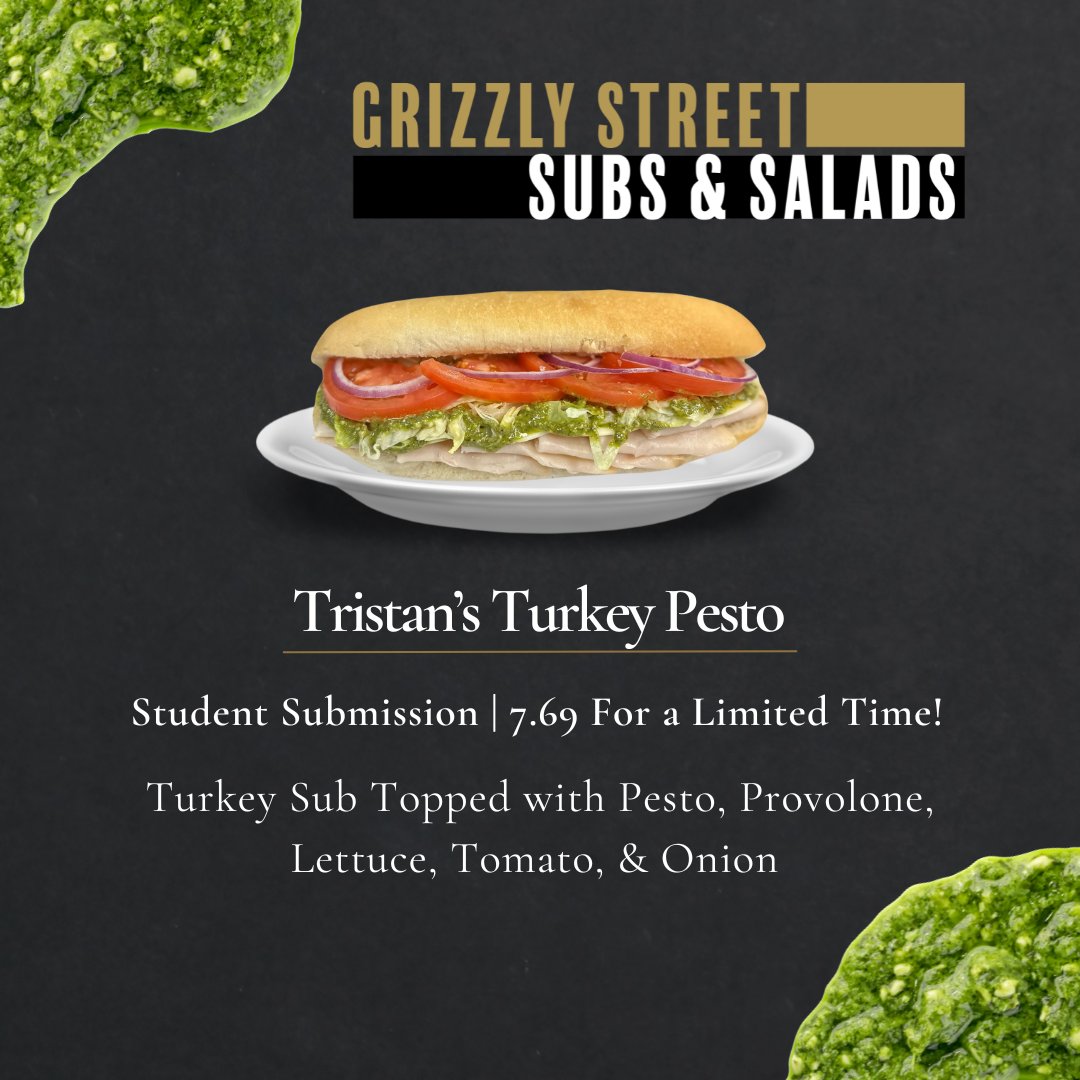 Now available for a limited time at GS3, we are featuring a student submission winner: Tristan's Turkey Pesto Sub!
#OUEats #ThisIsOU