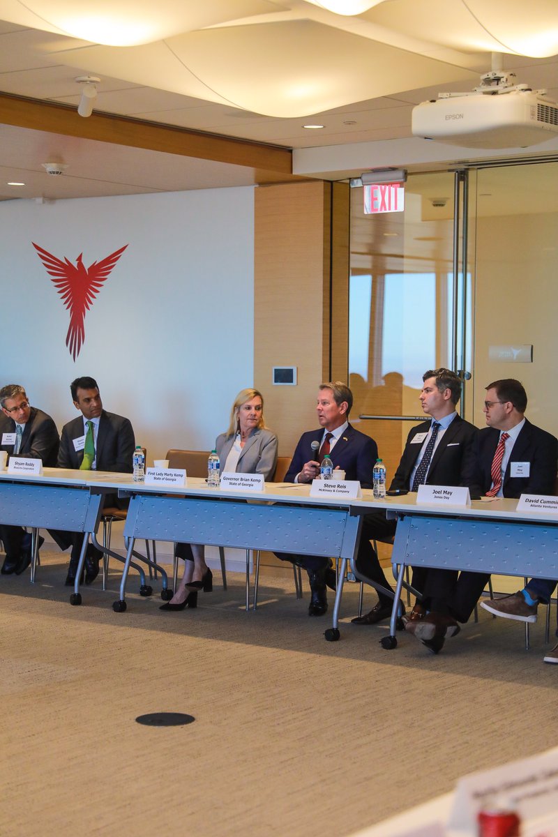 GovKemp's tweet photo. Marty and I appreciated speaking with business and community leaders at the @atlchamber meeting today. Georgia’s business community is a strong partner, and we’re working hard to maintain our unprecedented economic success and a workforce that’s ready for the jobs of tomorrow. https://t.co/C7UoDgQuaN