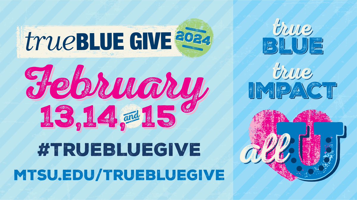 MTAthletics's tweet photo. One more day of #TrueBlueGive! Help us finish strong, Blue Raider Nation!

👉 https://t.co/EP4fQyAcSb https://t.co/Pr86aZWgON