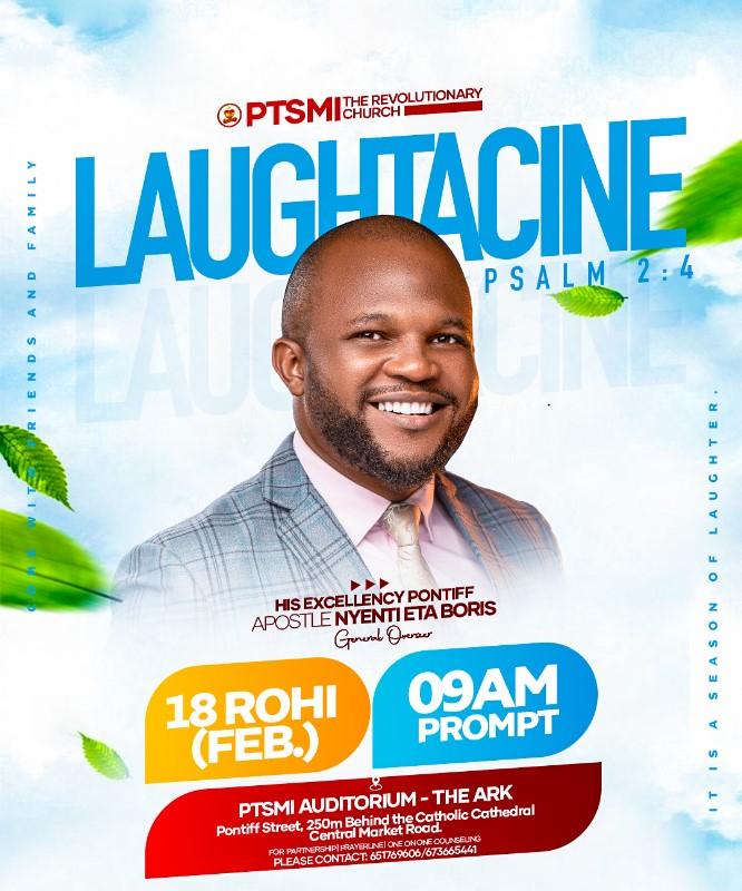 ptsmintl's tweet photo. #LAUGHTACINE_SERVICE_with_H.E_PONTIFF

Those who sits in heaven laugh 😃 😀 😄 . It's a season of laughter and celebration.

Come with your entire friends and family. https://t.co/JtnCVNmA0L