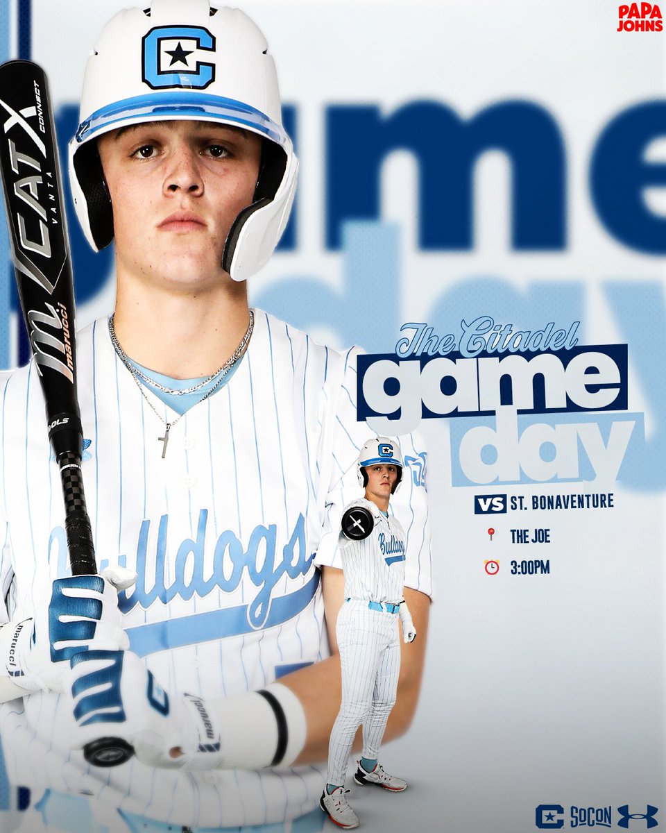 CitadelBaseball's tweet image. GAMEDAY!

🆚St. Bonaventure
⏰3 p.m.
🏟️Joseph P. Riley, Jr. Park
📺bit.ly/3T1gtWg
📊bit.ly/48iJRMb
🎟️bit.ly/48niIYu

#OurMightyDogs