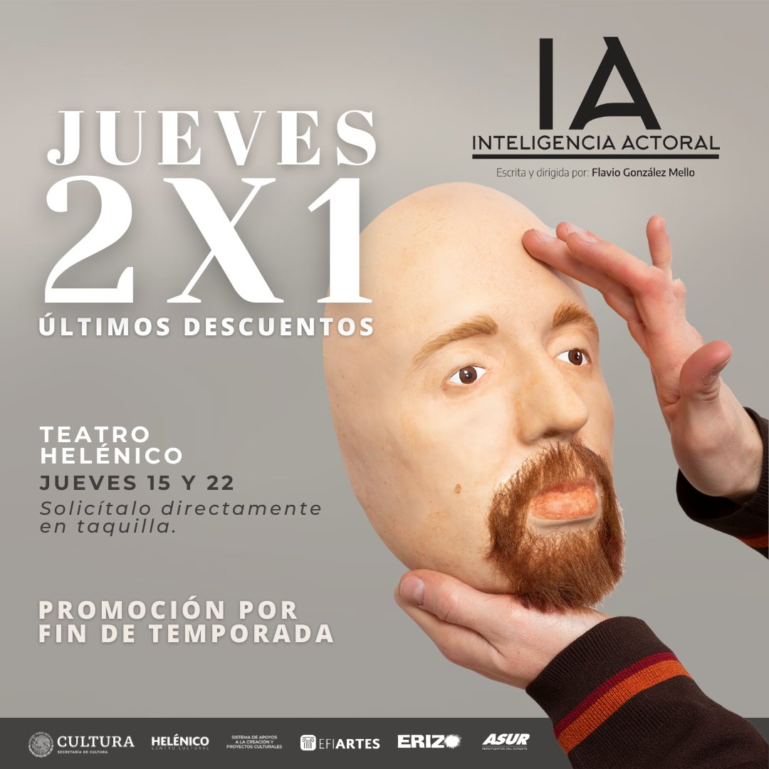 PROMO POR FIN DE TEMPORADA
Inteligencia Actoral llega a su fin, aprovecha esta última oportunidad para venir a ver nuestro montaje más renombrado.

Últimas funciones en el <a href="/Helenico/">Centro Cultural Helénico</a> , consigue tus boletos en el link de nuestro perfil.
#adondeir #ciencia #teatromexicano #teatro