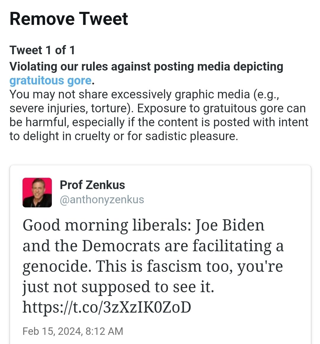 Last tweet was removed for violating X rules for posting gore. Images of dead Palestinian children bombed in Rafah. Be aware that desperate liberals are reporting these images. They don't want you to see the consequences of Biden facilitating a genocide.