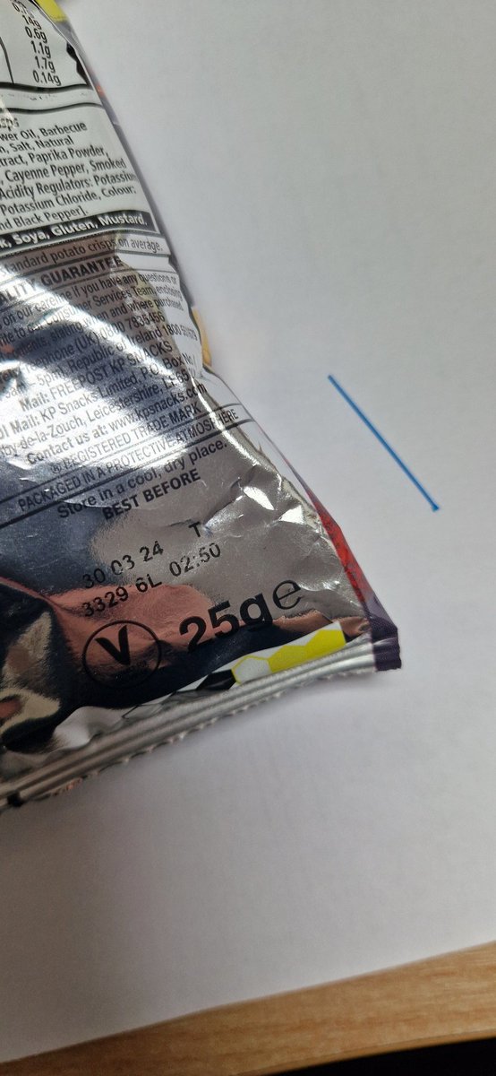 dussie08's tweet photo. @McCoys  choked on this blue plastic in a pack of bangin bbq. Tried calling customer service but kept getting cut off. https://t.co/6Zaa3NWPui