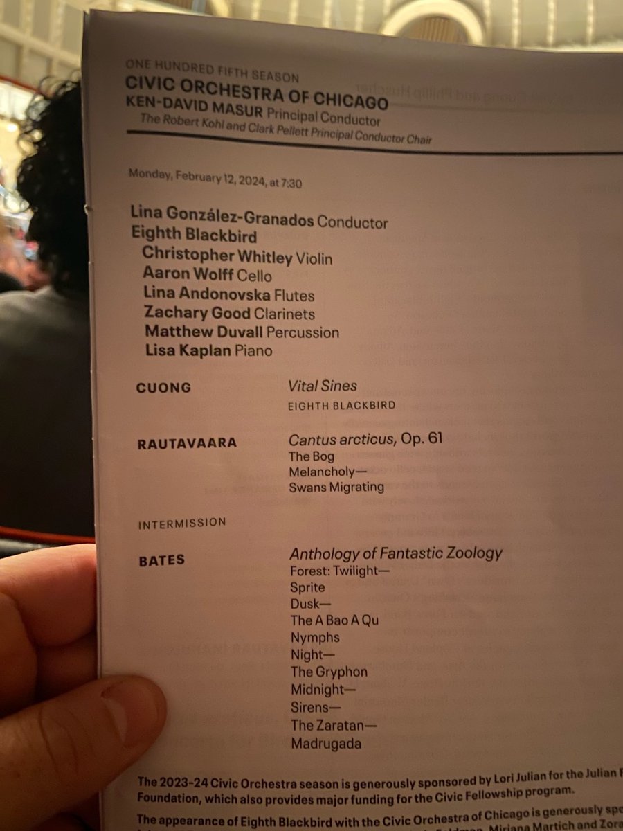Mason Bates (@masonbates) on Twitter photo Huge thanks to Civic Orchestra of Chicago and <a href="/Linitaconductor/">Lina González-Granados</a> for bringing to life my psychedelic bestiary Anthology of Fantastic Zoology in Chicago – love this orchestra and the amazing energy of the players! Huge thanks to Civic Orchestra of Chicago and <a href="/Linitaconductor/">Lina González-Granados</a> for bringing to life my psychedelic bestiary Anthology of Fantastic Zoology in Chicago – love this orchestra and the amazing energy of the players!