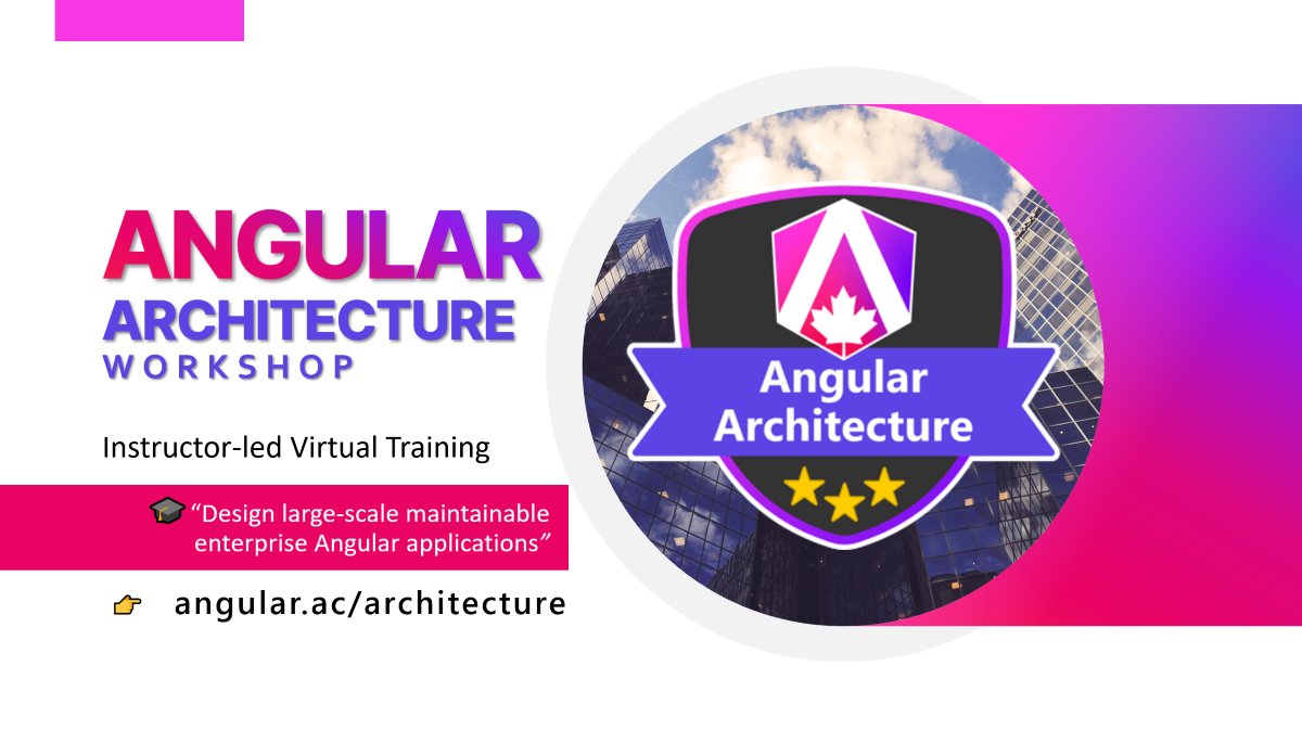 AngularAcademy's tweet image. Angular Architecture Workshop 🔥 
Learn NgRx Signal Store, Angular Micro Frontends, Nx, ...!
#angular #angular17 #signals #signalstore #rxjs #ngrx #nx
#monorepo #webdev #webdevelopers #frontend #javascript angular.ac/architecture