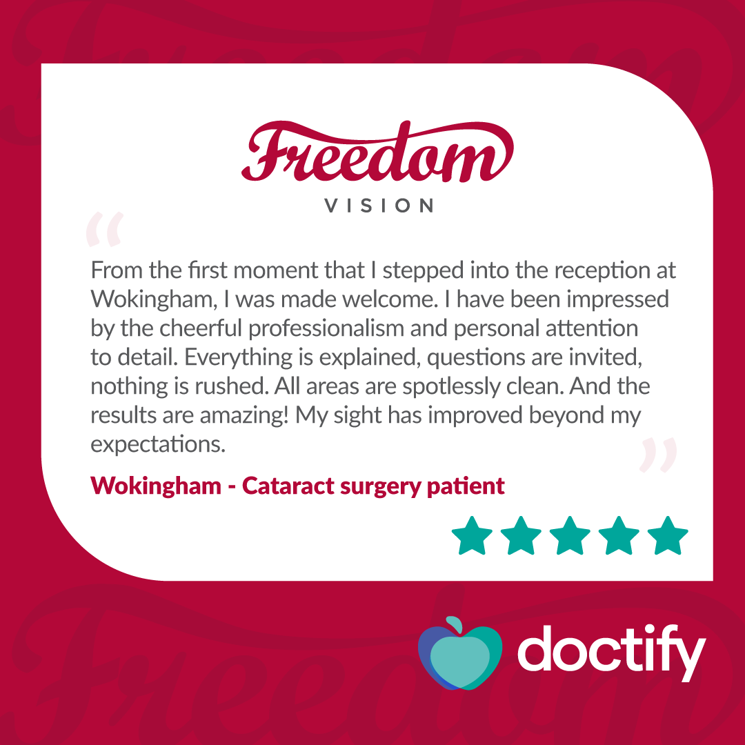 FreedomVisionUK's tweet photo. We're thrilled to share a glowing 5-star review from a patient who chose our Wokingham clinic. We take pride in welcoming patients to our hospitals and ensuring they are kept informed every step of the way. 

https://t.co/QYy69ZPm9z https://t.co/oPb8kfLt8P