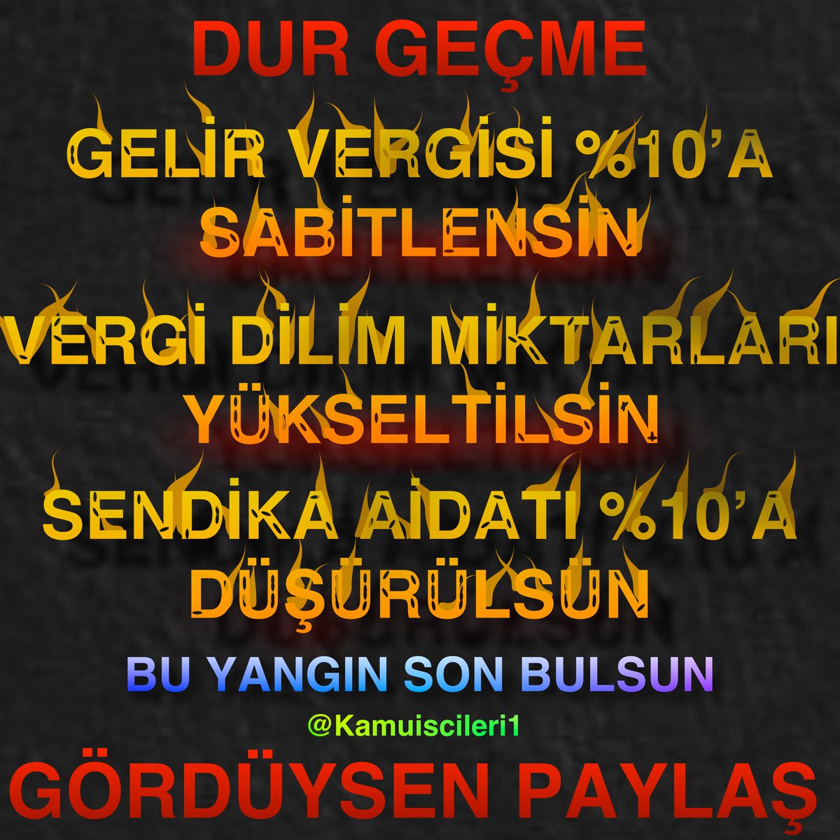 KAMU İŞÇİLERİ BİRLİĞİ (@kamuiscileri1) on Twitter photo Dur geçme #Kamuişçileri bura da hakkı olanı istiyor.
<a href="/RTErdogan/">Recep Tayyip Erdoğan</a> <a href="/isikhanvedat/">Prof. Dr. Vedat Işıkhan</a> @ErbakanFatih <a href="/meral_aksener/">Meral Akşener</a> <a href="/eczozgurozel/">Özgür Özel</a> <a href="/turkiskonf/">TÜRK-İŞ</a> <a href="/hakiskonf/">HAKİŞ KONFEDERASYONU</a> <a href="/diskinsesi/">DİSK</a> <a href="/umitozdag/">Ümit Özdağ</a> @FOXhaber <a href="/fatihportakal/">fatih portakal</a> <a href="/KucukkayaIsmail/">Ismail Kucukkaya</a> <a href="/degirmencirfan/">irfan değirmenci</a> Dur geçme #Kamuişçileri bura da hakkı olanı istiyor.
<a href="/RTErdogan/">Recep Tayyip Erdoğan</a> <a href="/isikhanvedat/">Prof. Dr. Vedat Işıkhan</a> @ErbakanFatih <a href="/meral_aksener/">Meral Akşener</a> <a href="/eczozgurozel/">Özgür Özel</a> <a href="/turkiskonf/">TÜRK-İŞ</a> <a href="/hakiskonf/">HAKİŞ KONFEDERASYONU</a> <a href="/diskinsesi/">DİSK</a> <a href="/umitozdag/">Ümit Özdağ</a> @FOXhaber <a href="/fatihportakal/">fatih portakal</a> <a href="/KucukkayaIsmail/">Ismail Kucukkaya</a> <a href="/degirmencirfan/">irfan değirmenci</a>