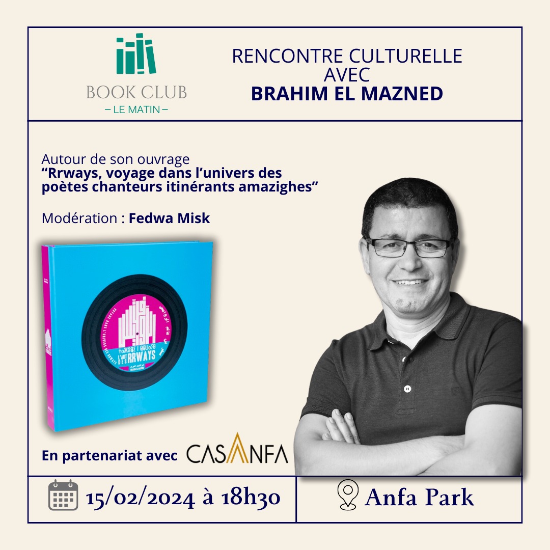 BMazned's tweet photo. Présentation du Beau livre "L'art des Rrways : Voyage dans l'univers des poètes chanteurs itinérants amazighes".
Un grand merci au Book Club Le Matin et à Casa Anfa pour cette belle invitation. Les ouvrages seront disponibles, vous êtes les bienvenus ! https://t.co/fJmjzUvpsN