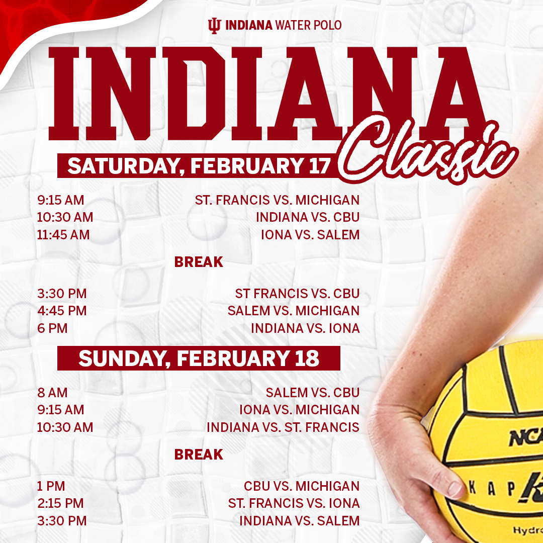 The Hoosiers are home this weekend 🥳 Come check out the 2024 Indiana Classic at the CBAC! #IUWP Tournament info: iuhoosiers.com/sports/2024/1/…