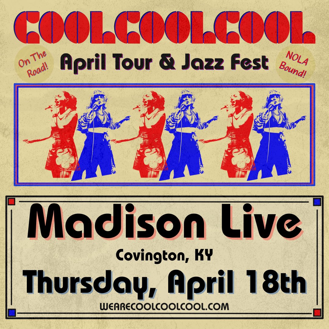 🚨Madison Live Show Announcement🚨
🎸 Cool Cool Cool
📅 Thursday, April 18
🎟️ On Sale @ 2pm: ticketmaster.com/event/1600604F…